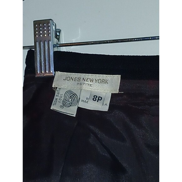 Jones NY Wool Pencil Skirt Black Sz 8P Knee Length Lined Back Zipper/Slit Retro - Picture 4 of 4
